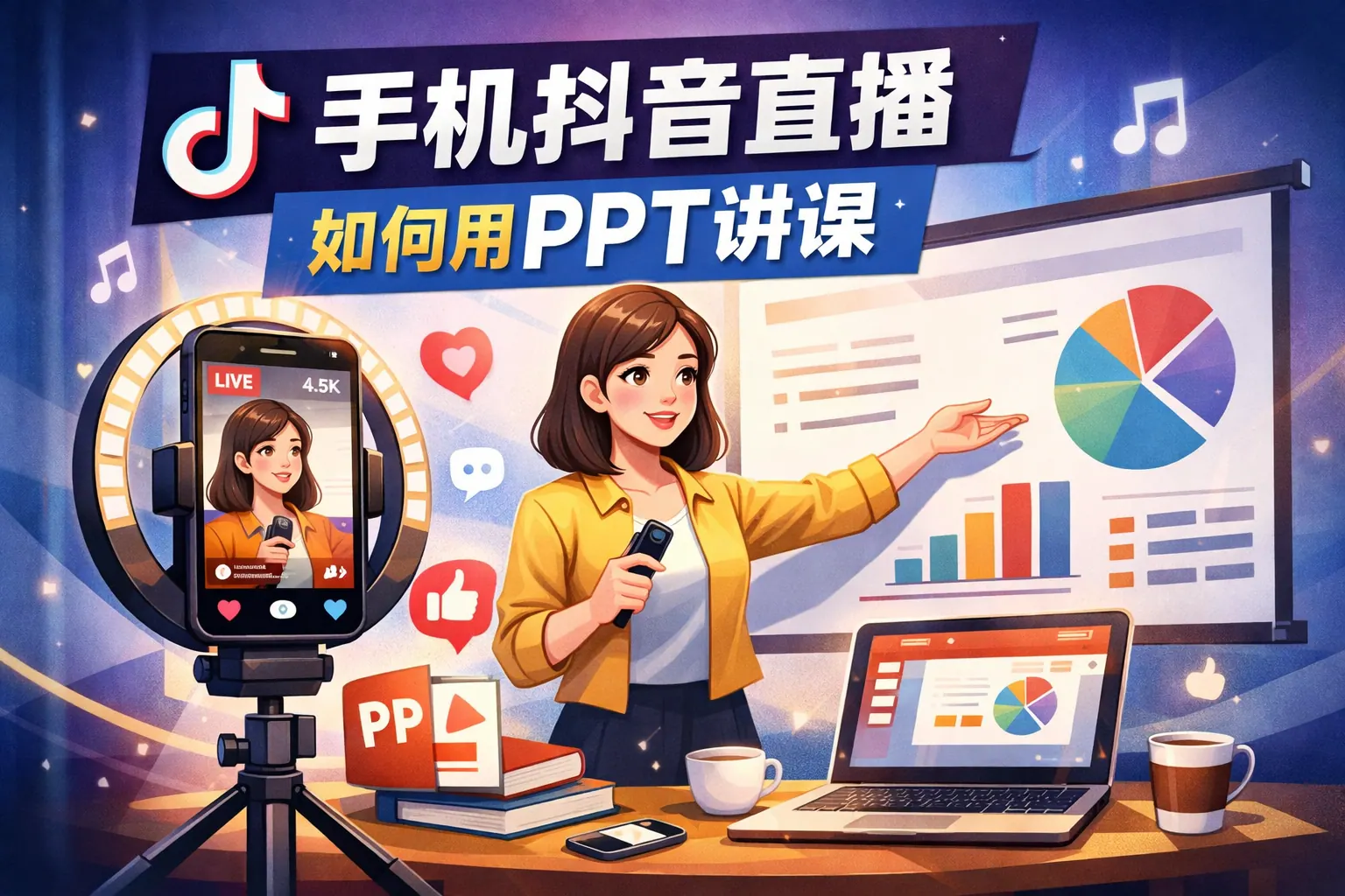 手机抖音直播如何用ppt讲课
