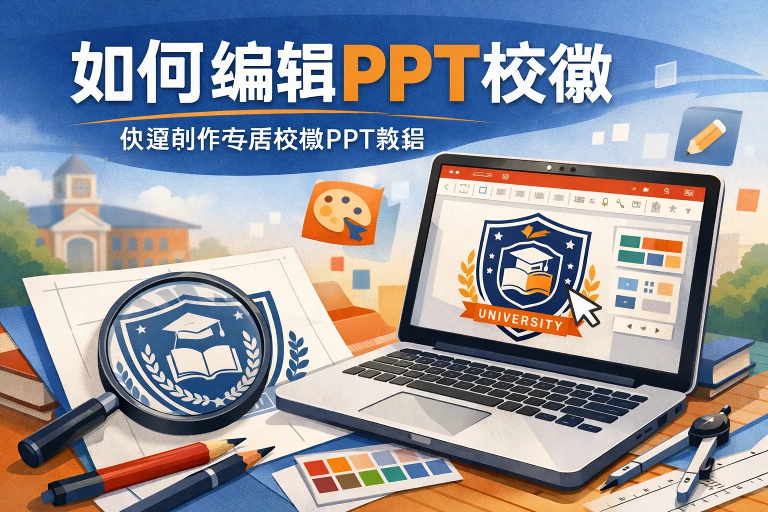 如何编辑ppt校徽