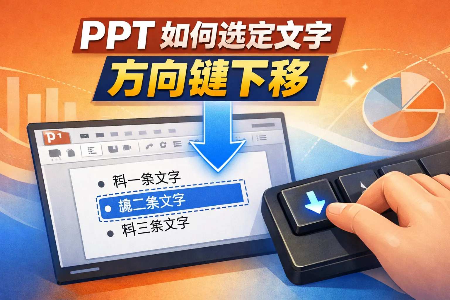 ppt如何选定文字方向键下移