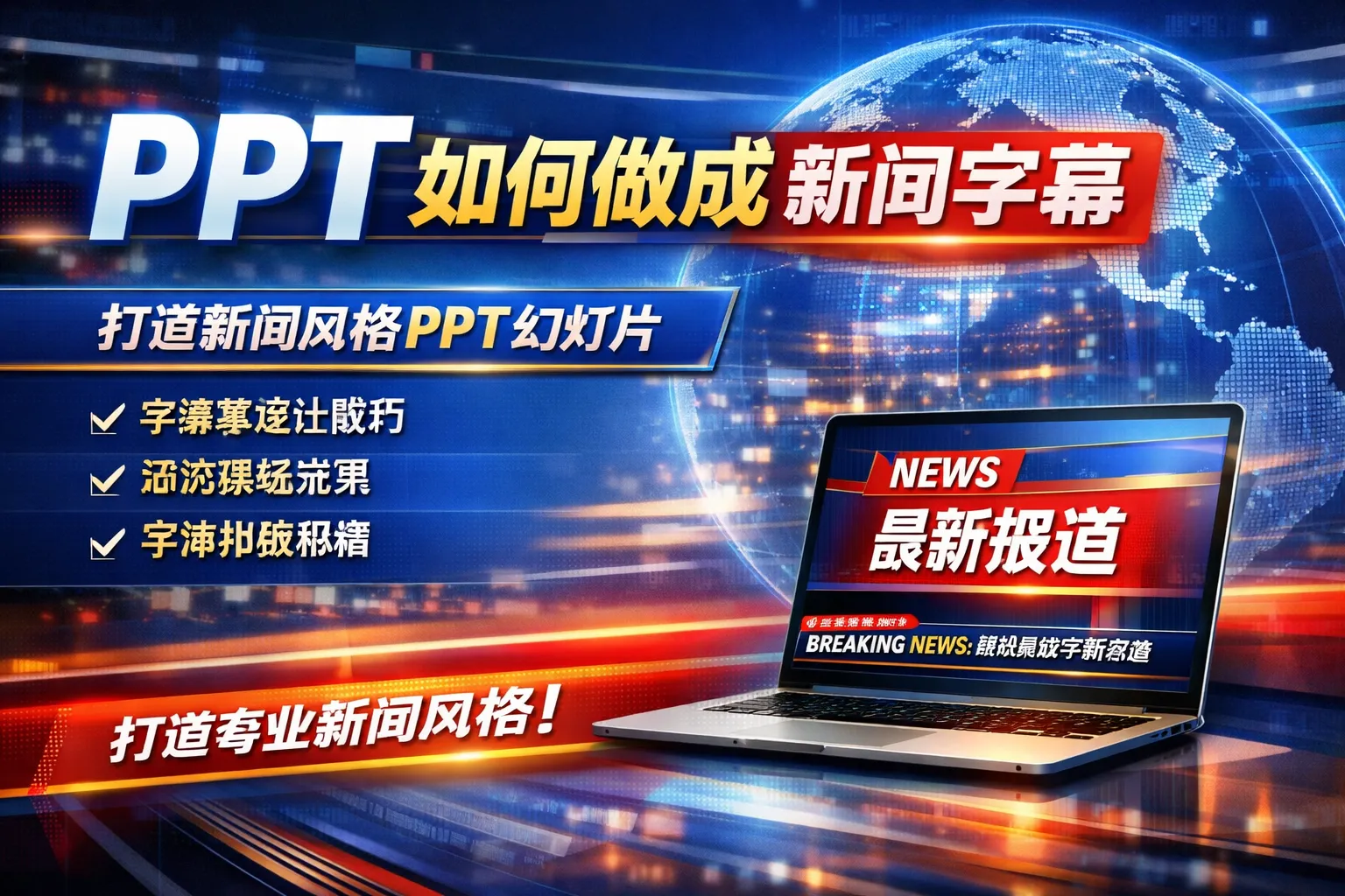 ppt如何做成新闻字幕