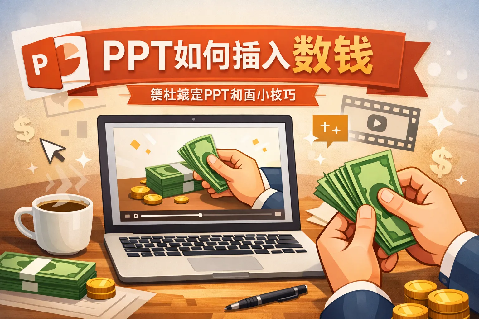ppt如何插入数钱