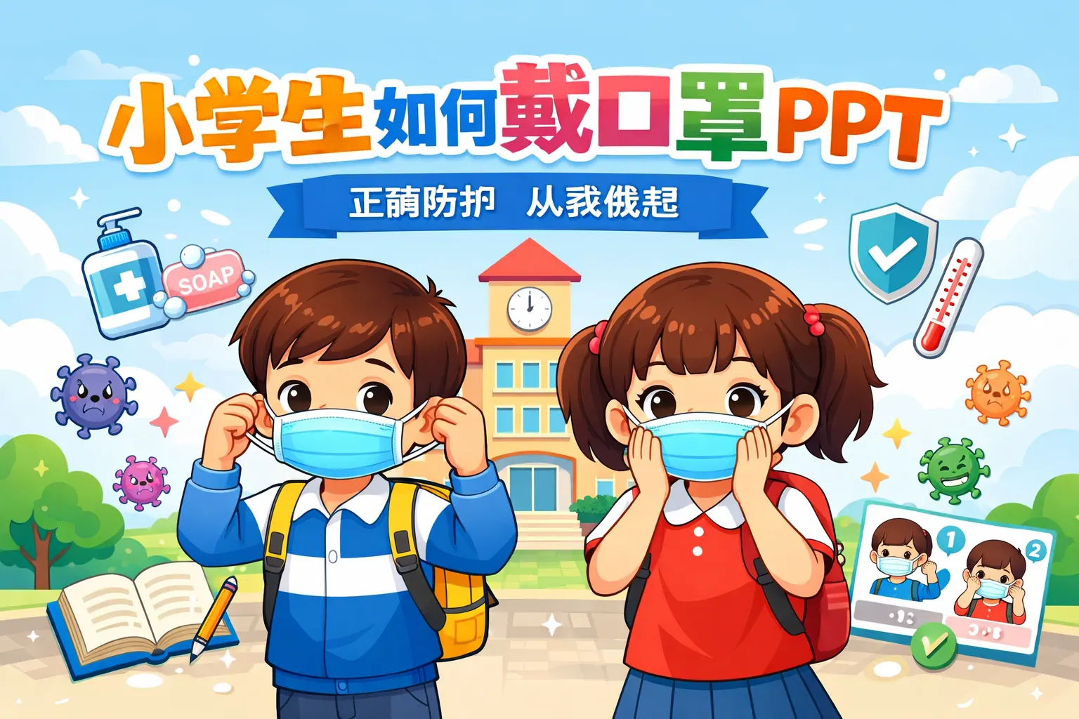 小学生如何戴口罩ppt