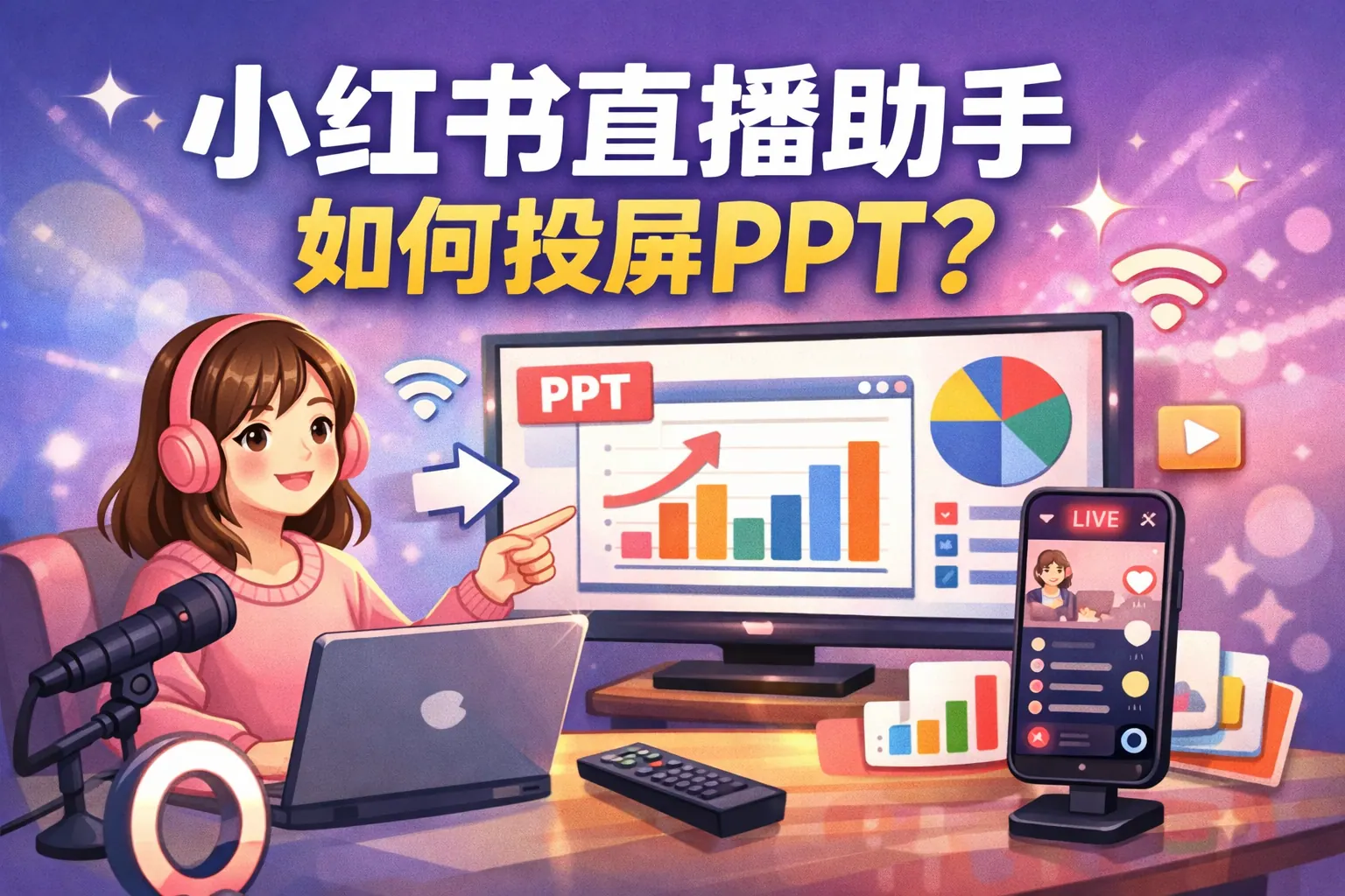 小红书直播助手如何投屏ppt