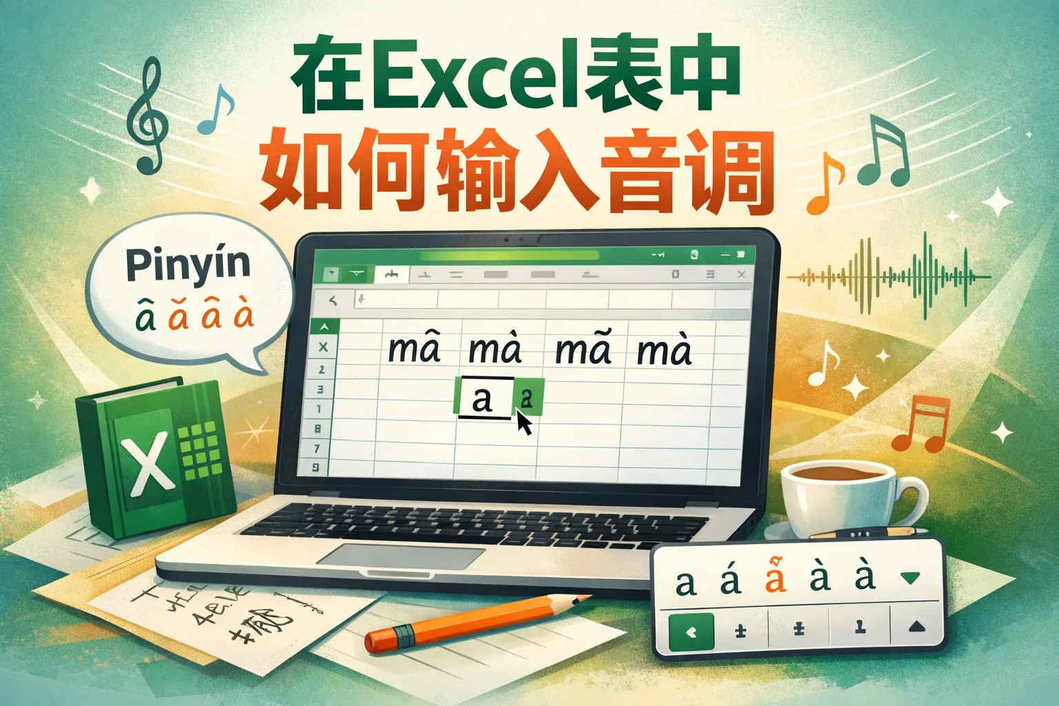 在Excel表中如何输入音调
