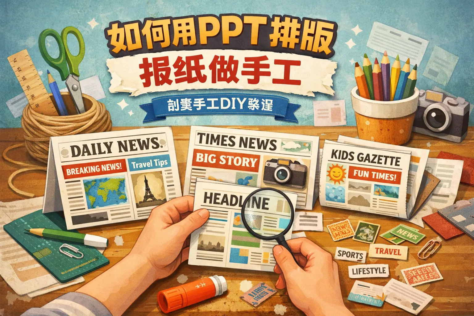 如何用ppt排版报纸做手工