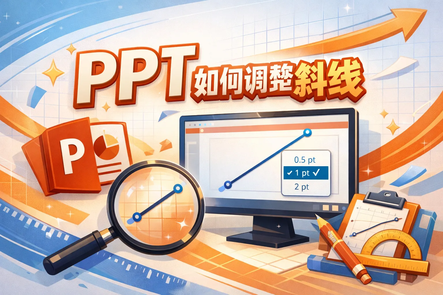 ppt如何调整斜线