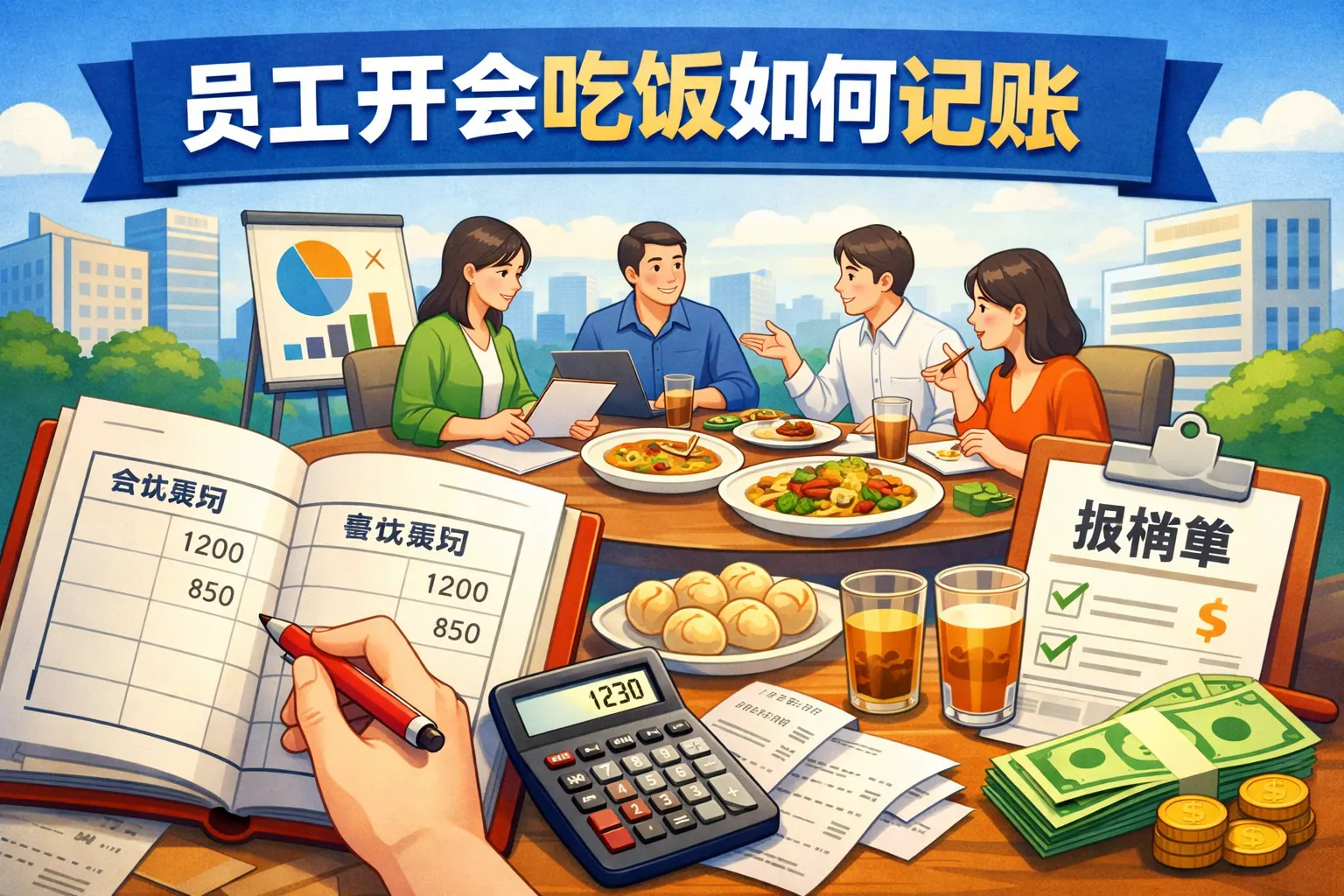 员工开会吃饭如何记账