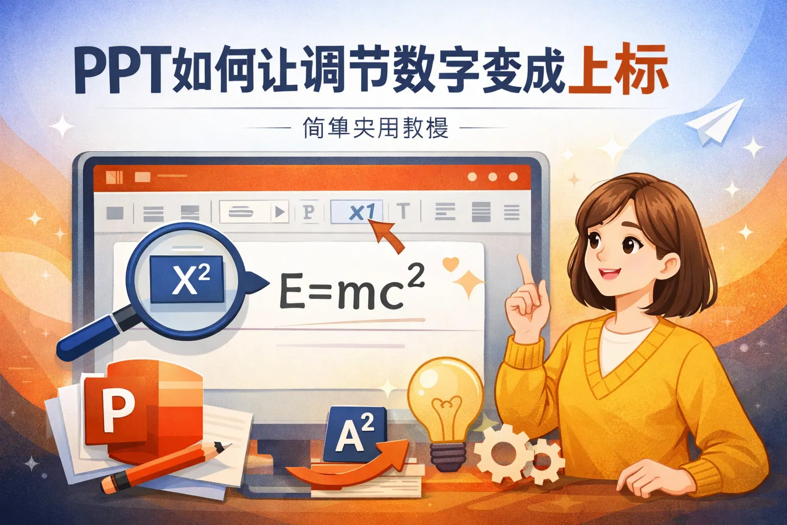 ppt如何让调节数字变成上标