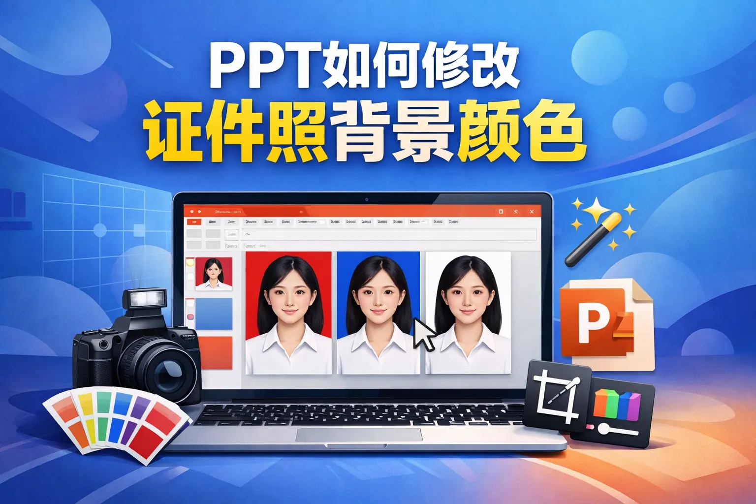 ppt如何修改证件照背景颜色