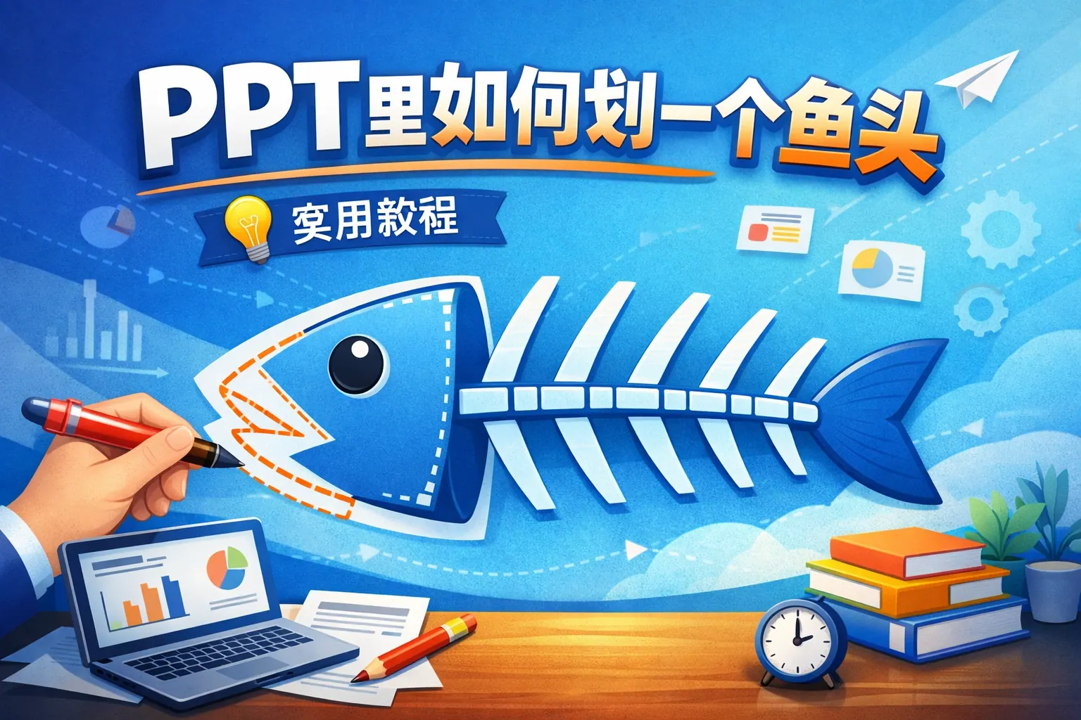 ppt里如何划一个鱼头