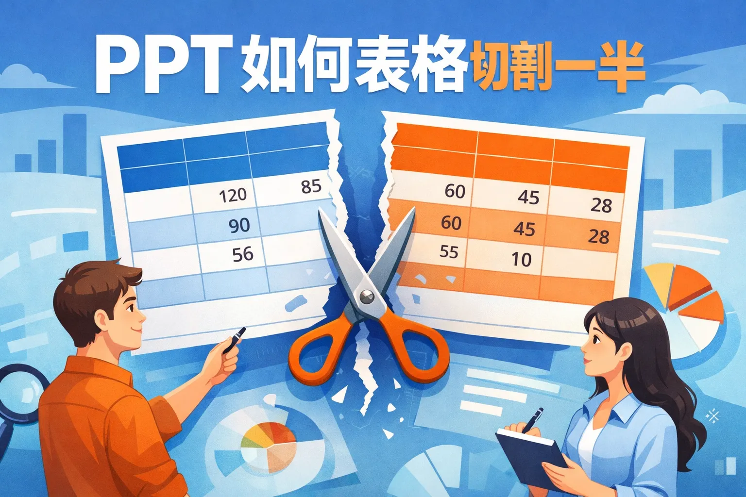 ppt如何表格切割一半