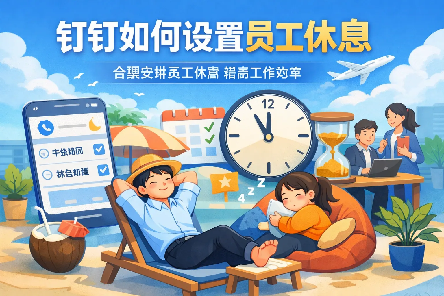 钉钉如何设置员工休息