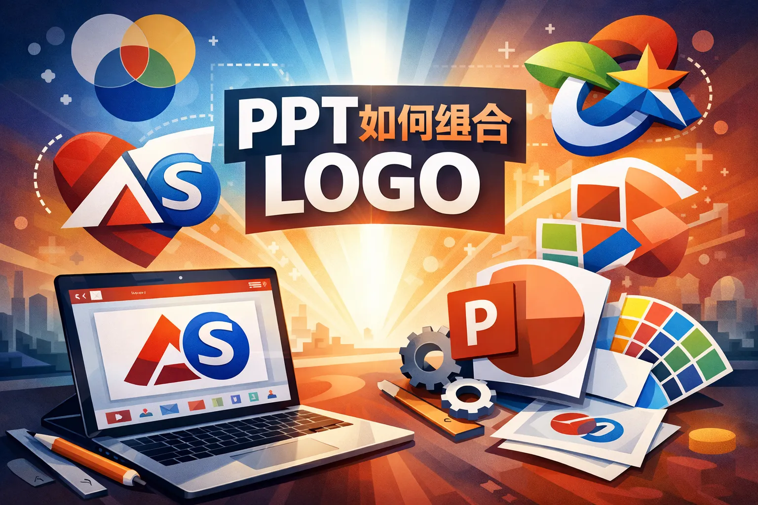 ppt如何组合logo