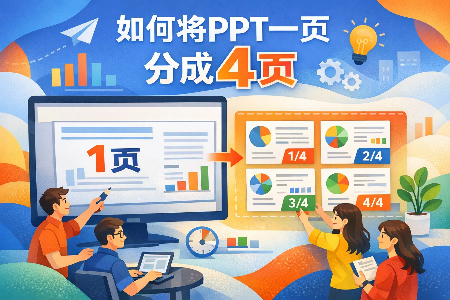 ppt一页如何分成4页