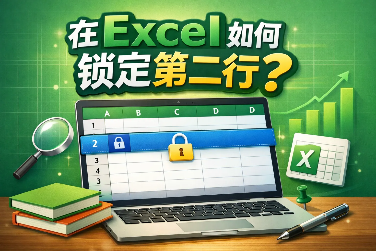 在excel如何锁定第二行