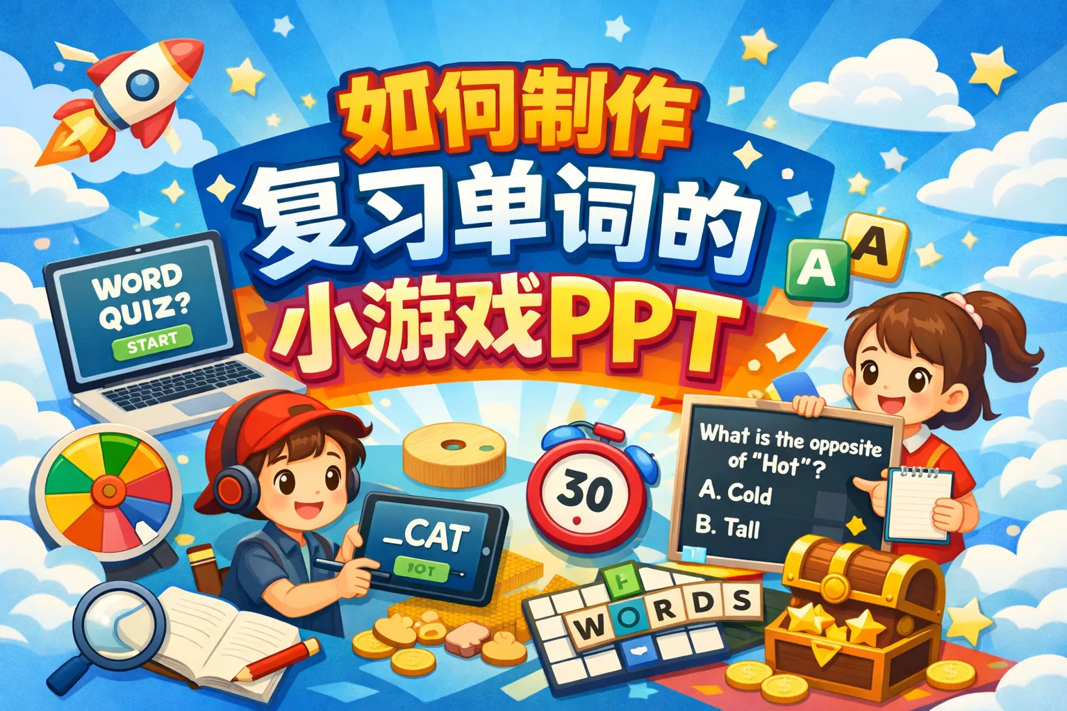 如何制作复习单词的小游戏ppt