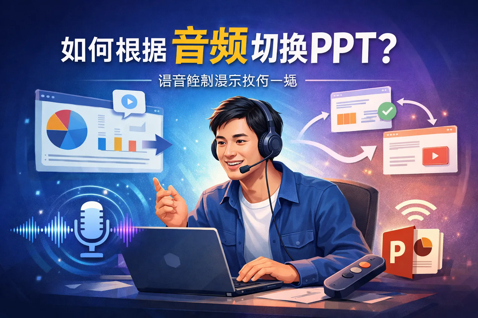 如何根据音频切换ppt