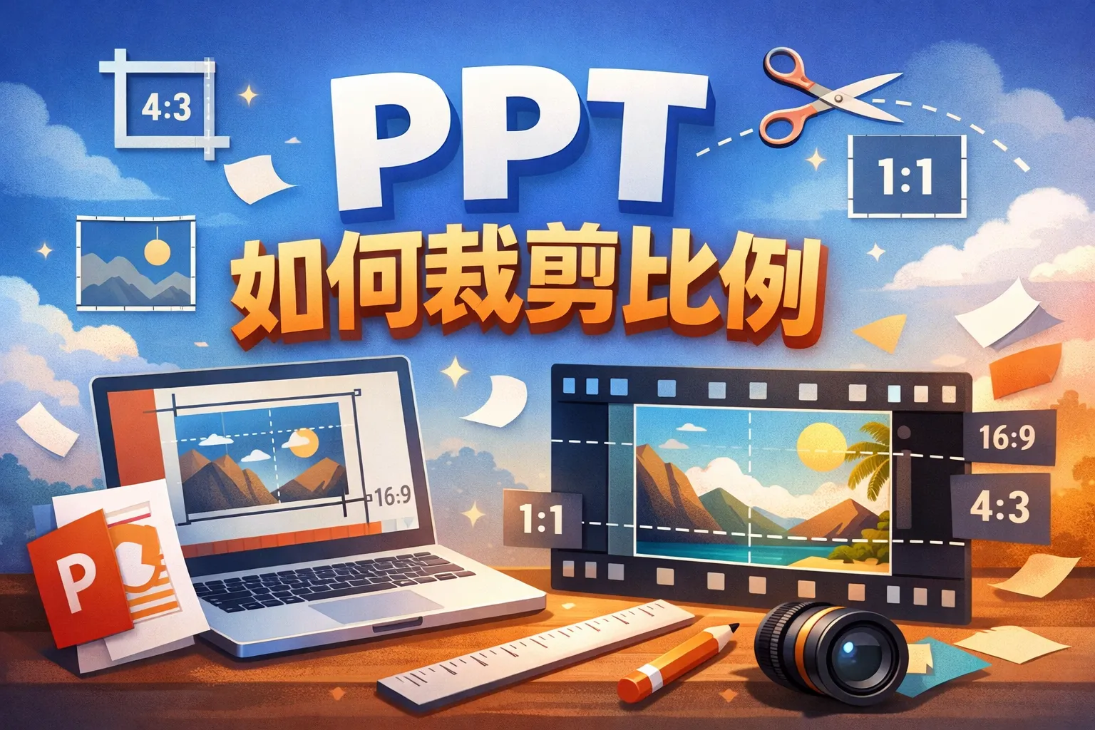 ppt如何裁剪比例