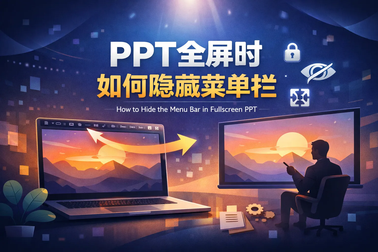 ppt全屏时如何隐藏菜单栏