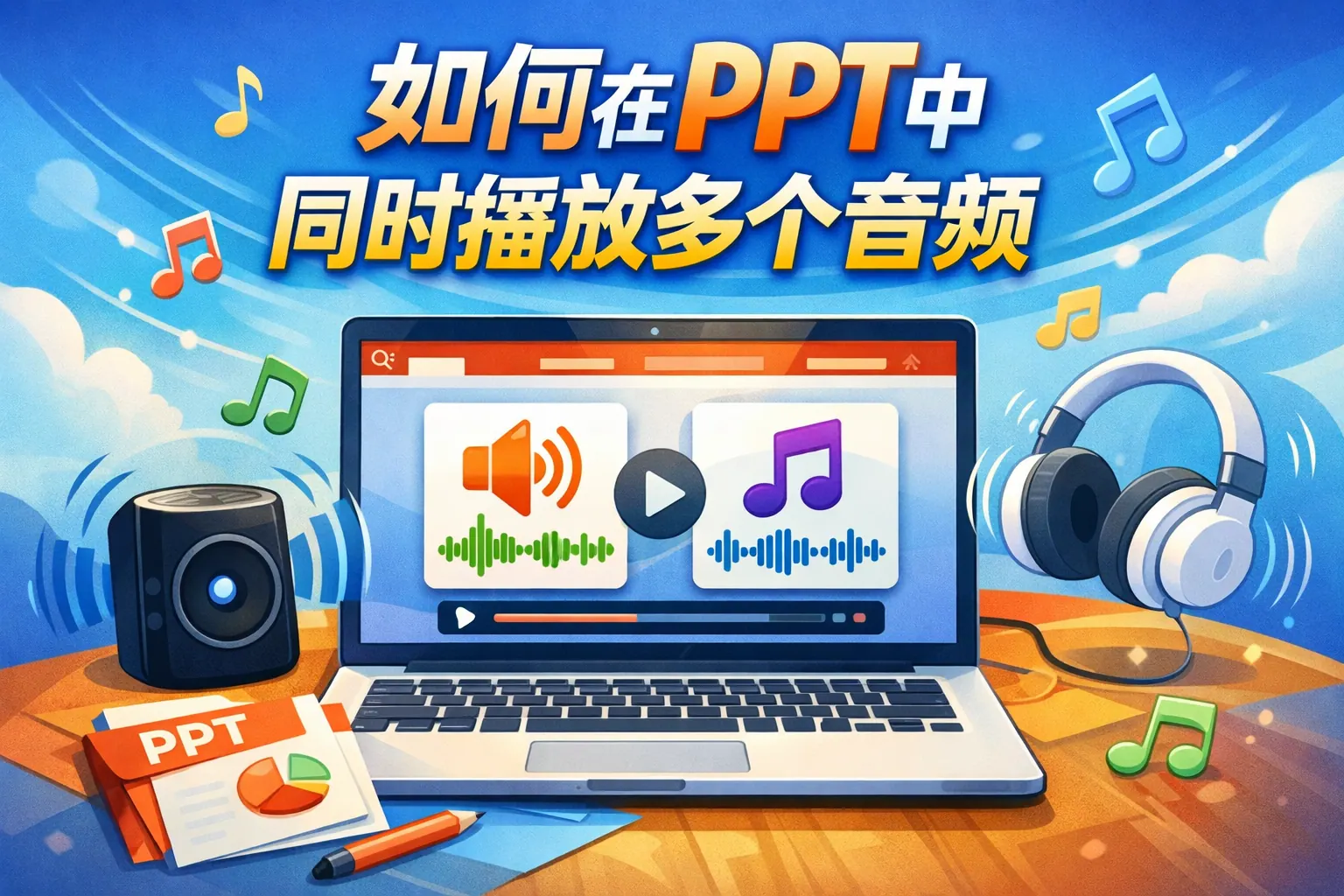 如何在ppt中同时播放多个音频