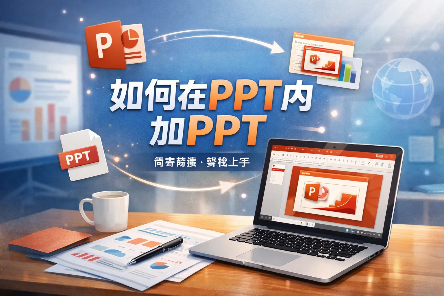 如何在PPT内加ppt