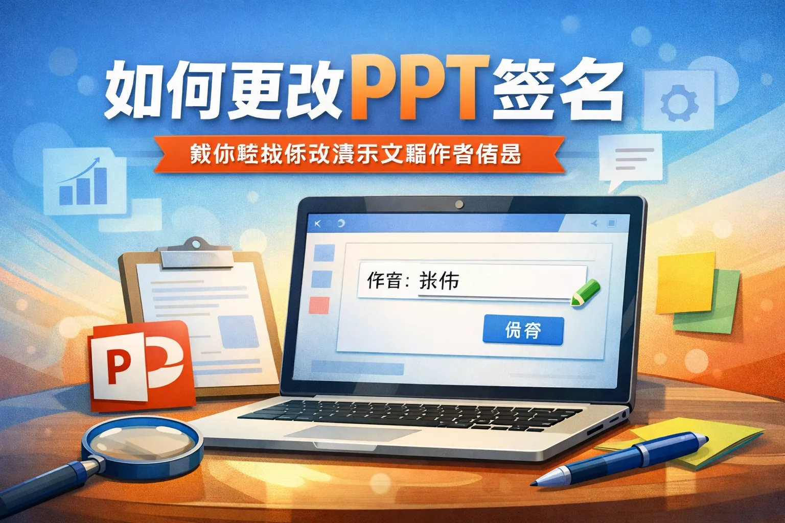 如何更改ppt签名