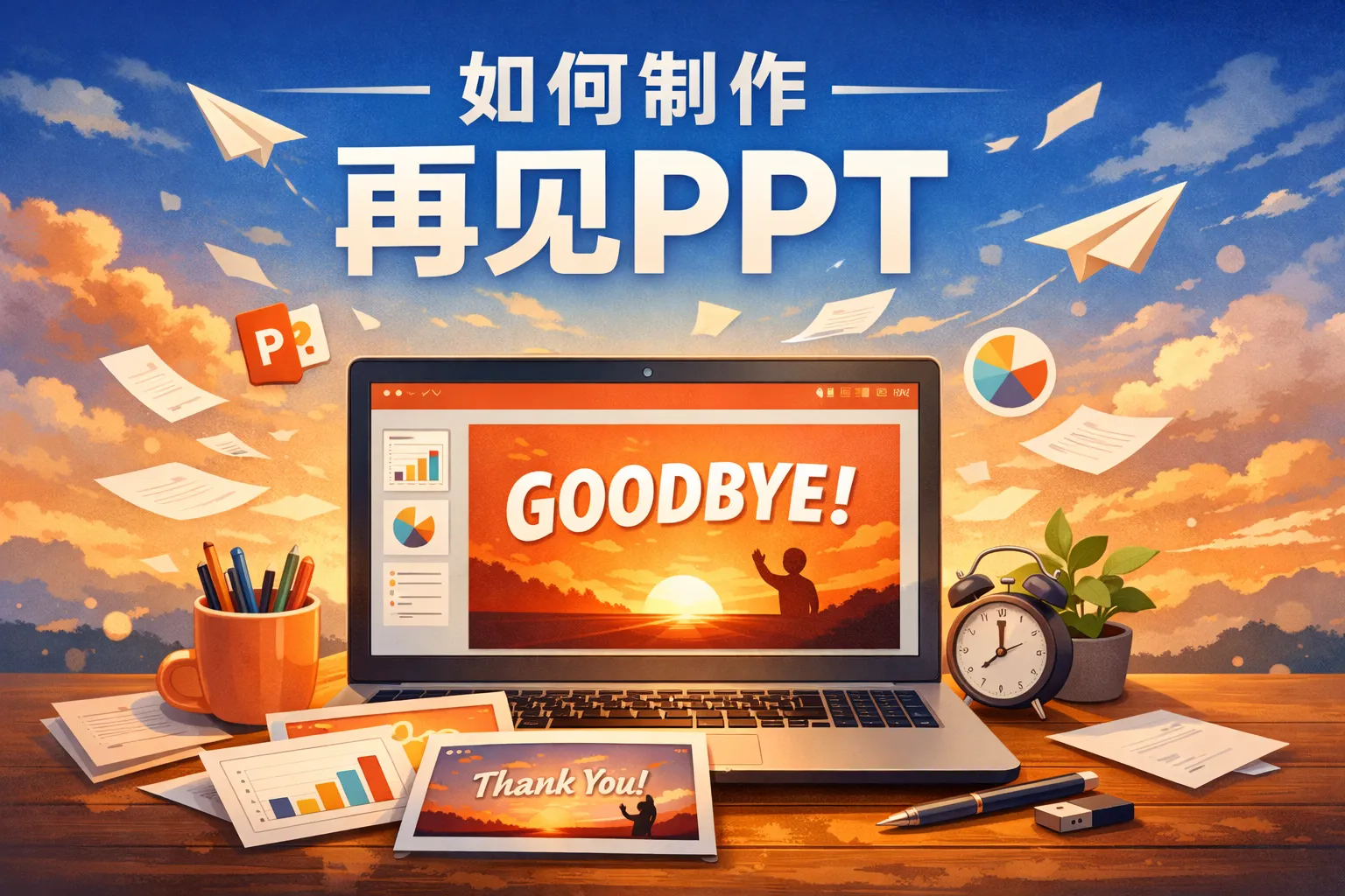 如何制作再见ppt