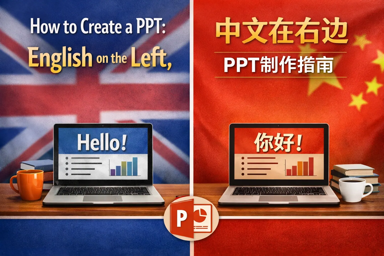 ppt如何做左边英文右边中文