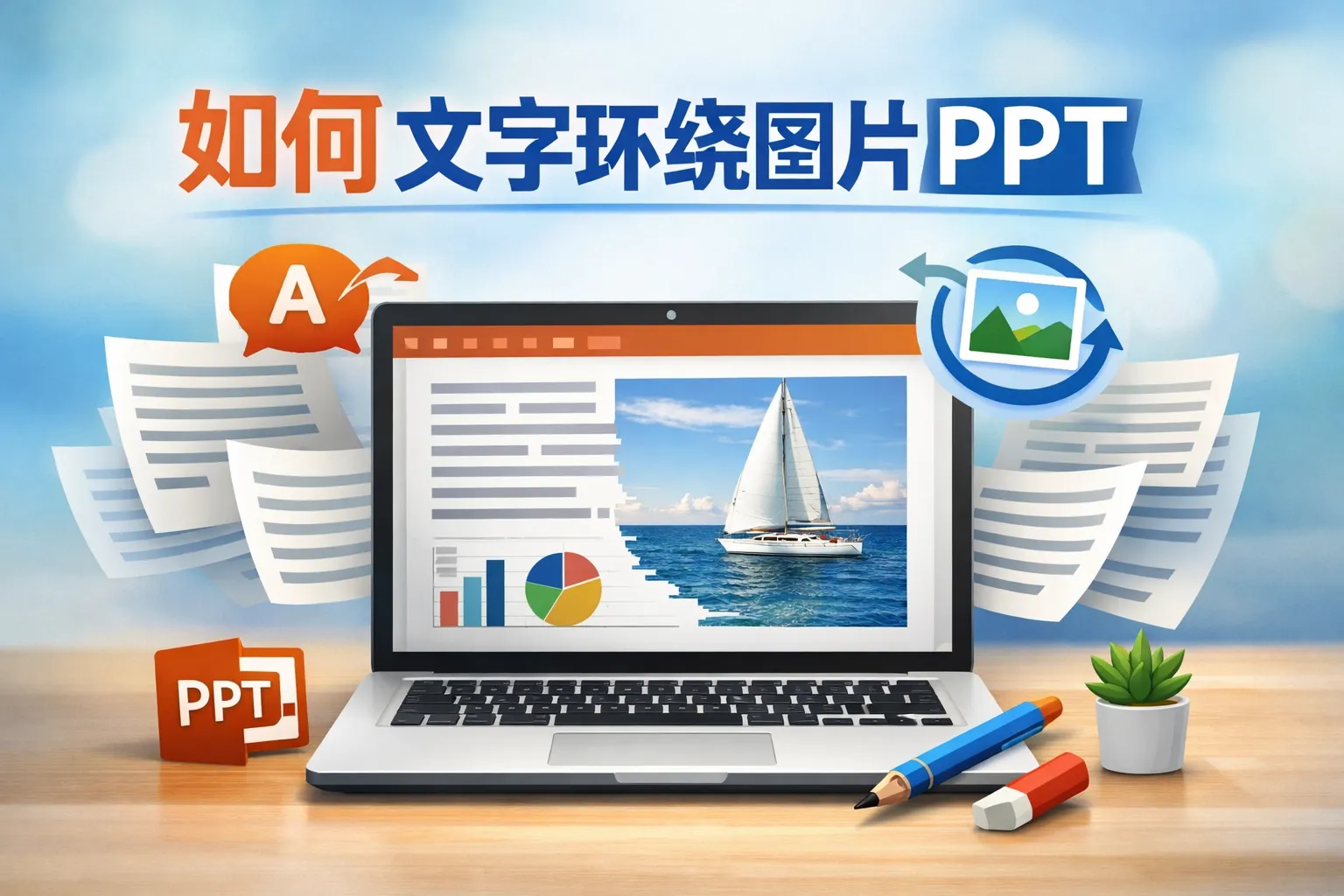 如何文字环绕图片ppt