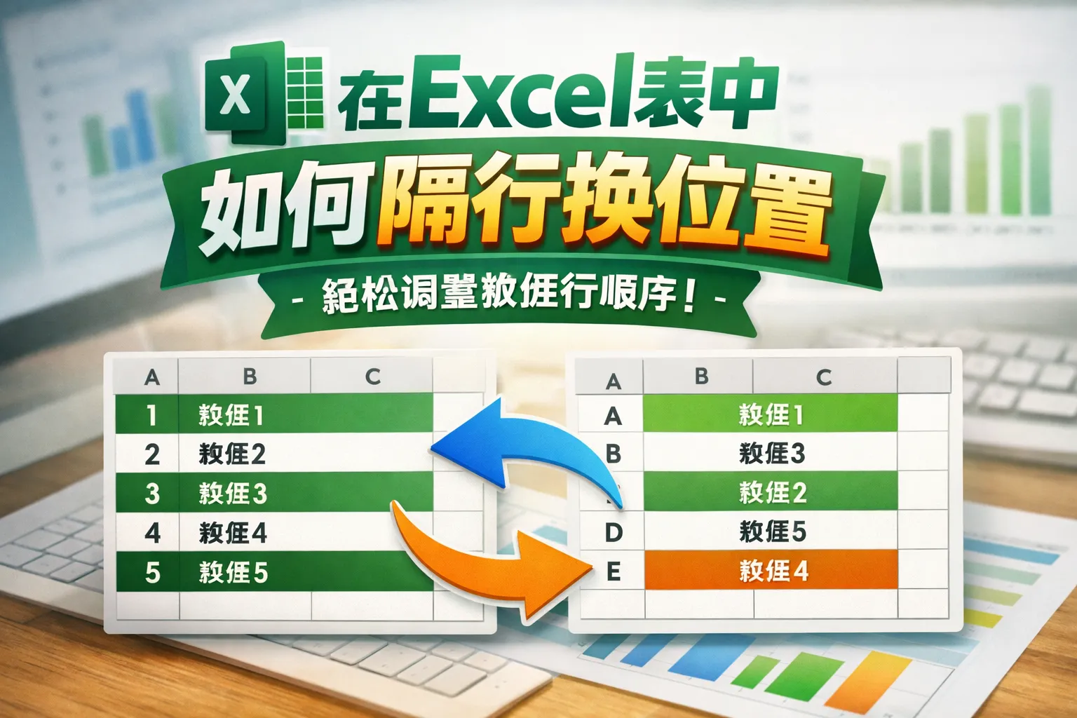 在Excel表中如何隔行换位置