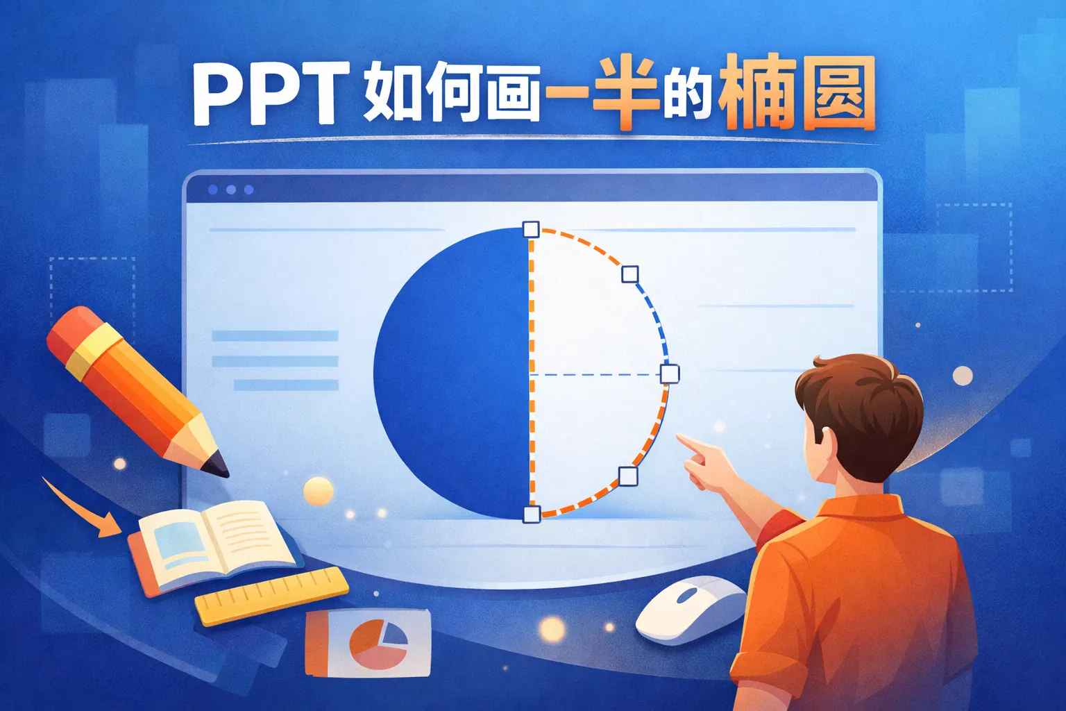 ppt如何画一半的椭圆