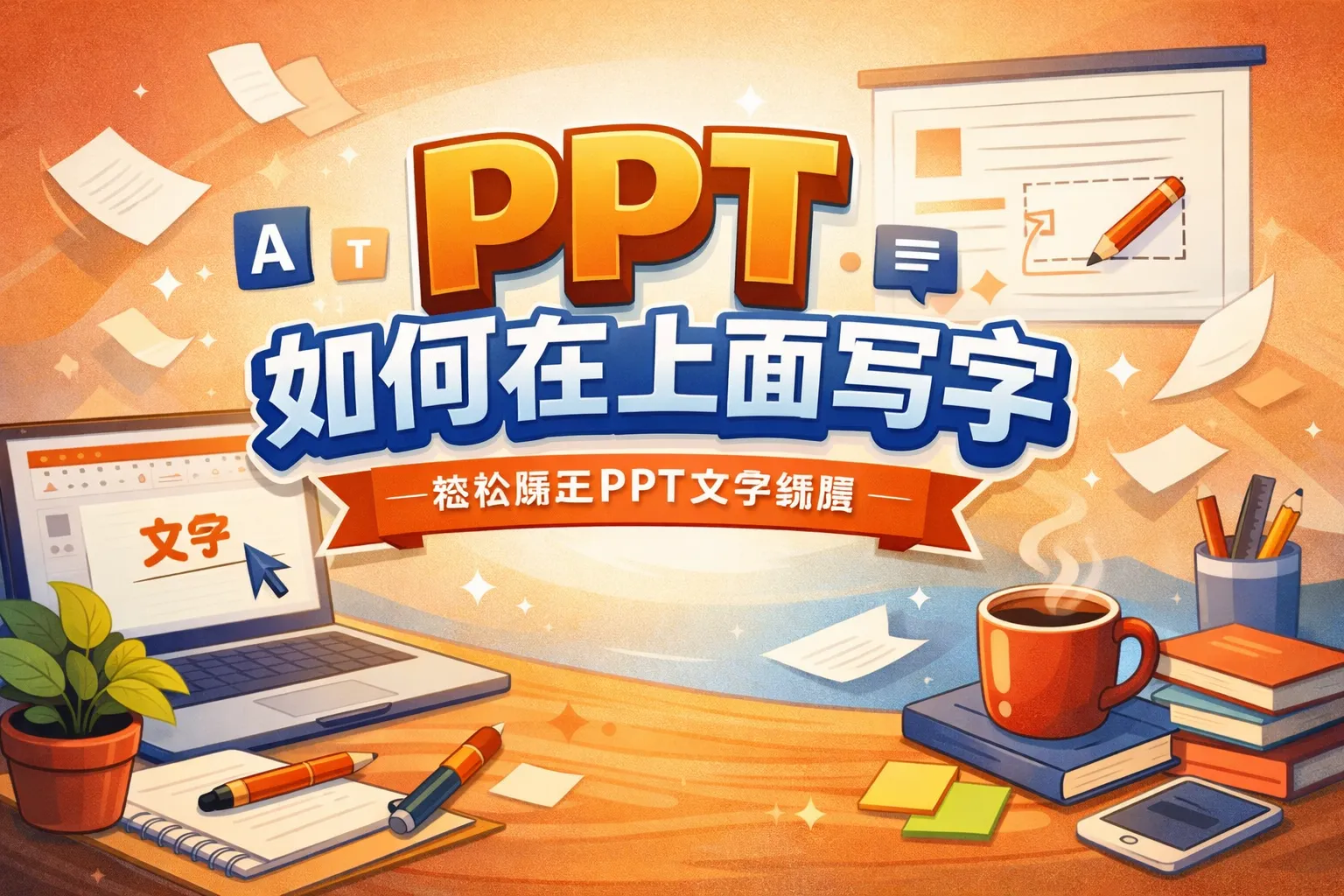 ppt如何上面写字