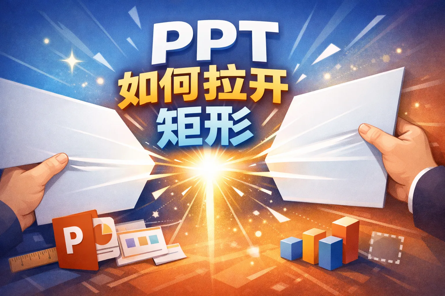 ppt如何拉开矩形