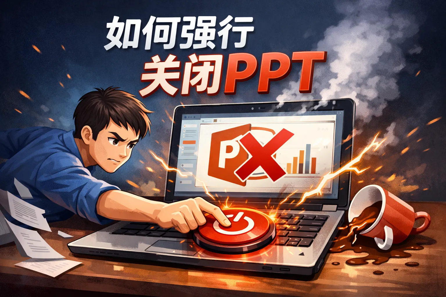 如何强行关闭ppt