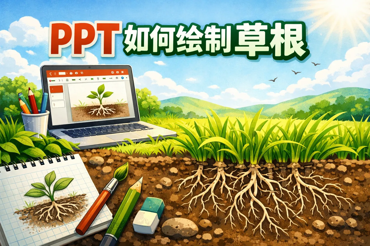 ppt如何绘制草根