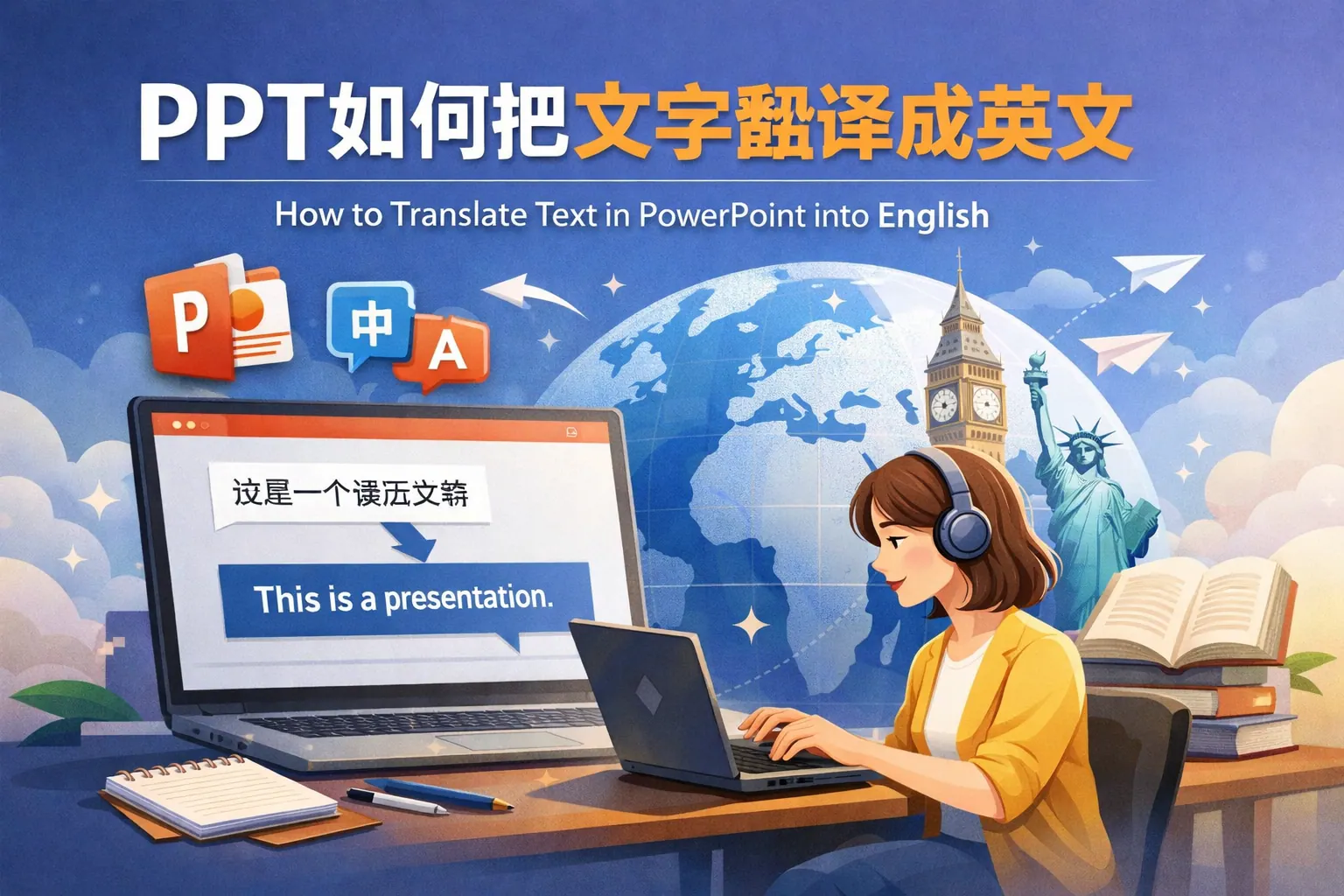 ppt如何把文字翻译成英文