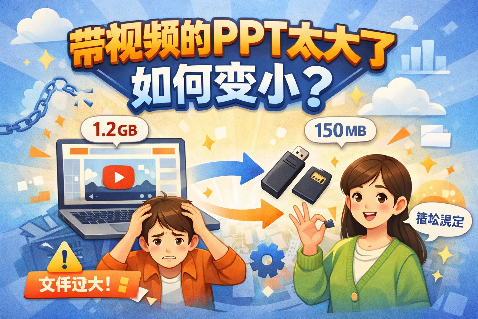 带视频的ppt太大了如何变小