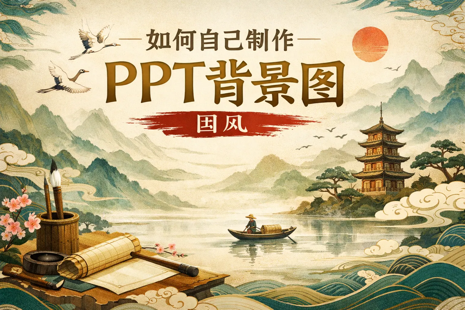 如何自己制作ppt背景图国风