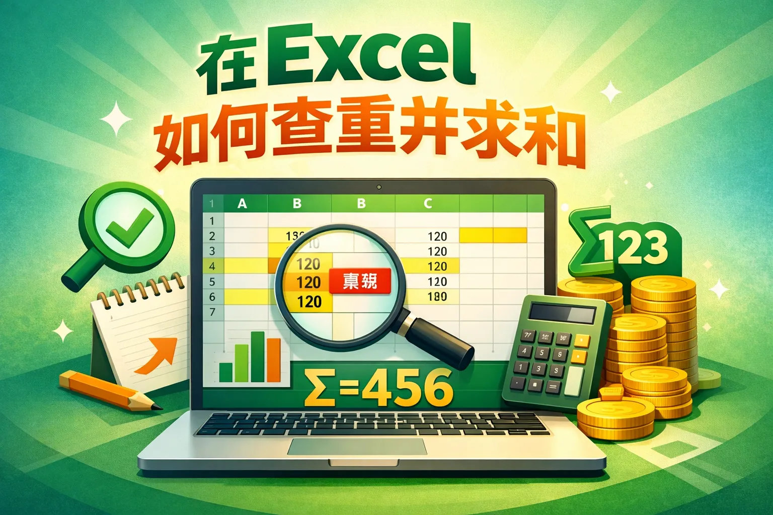 在excel如何查重并求和