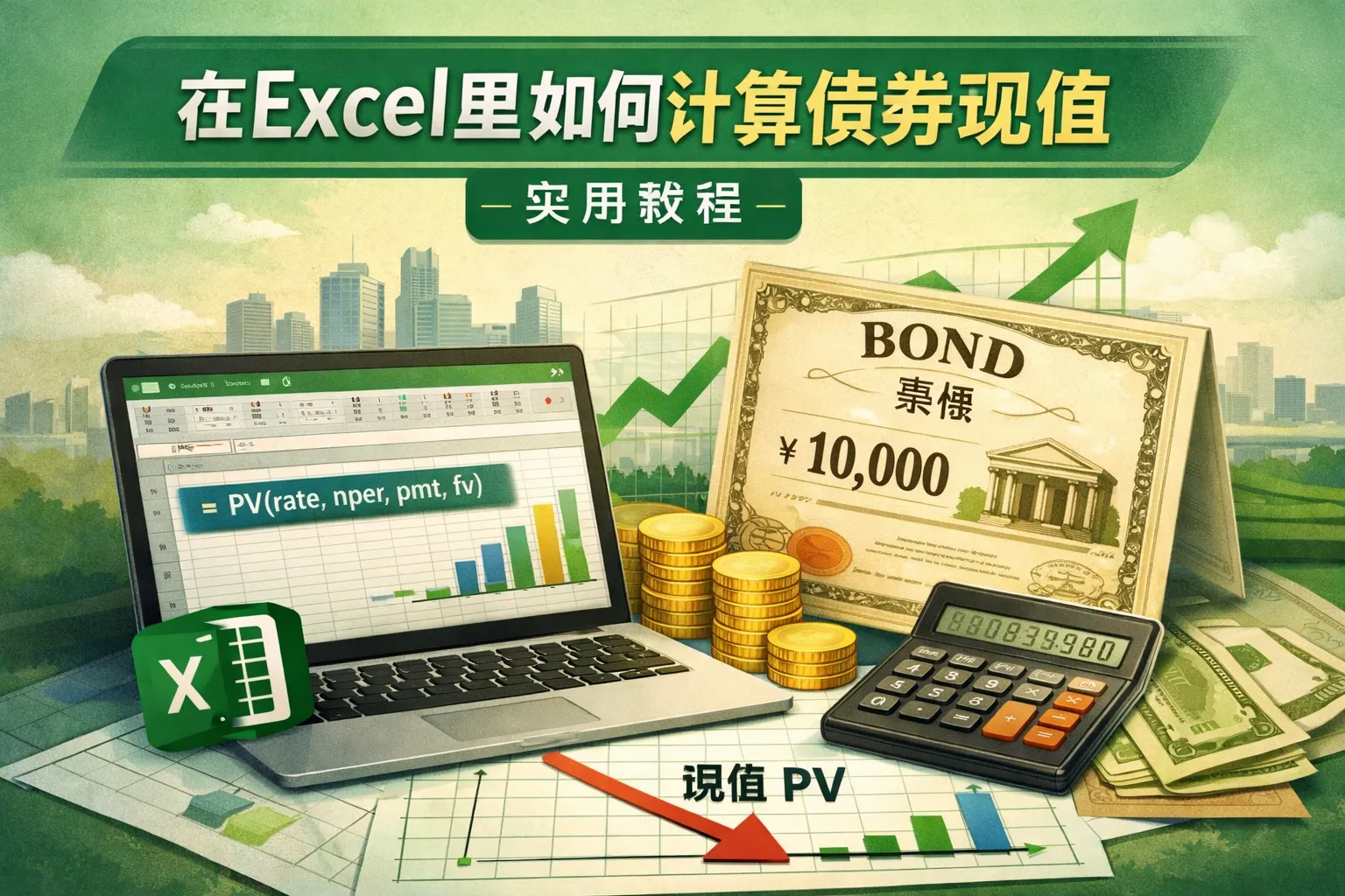 在excel里如何计算债券现值