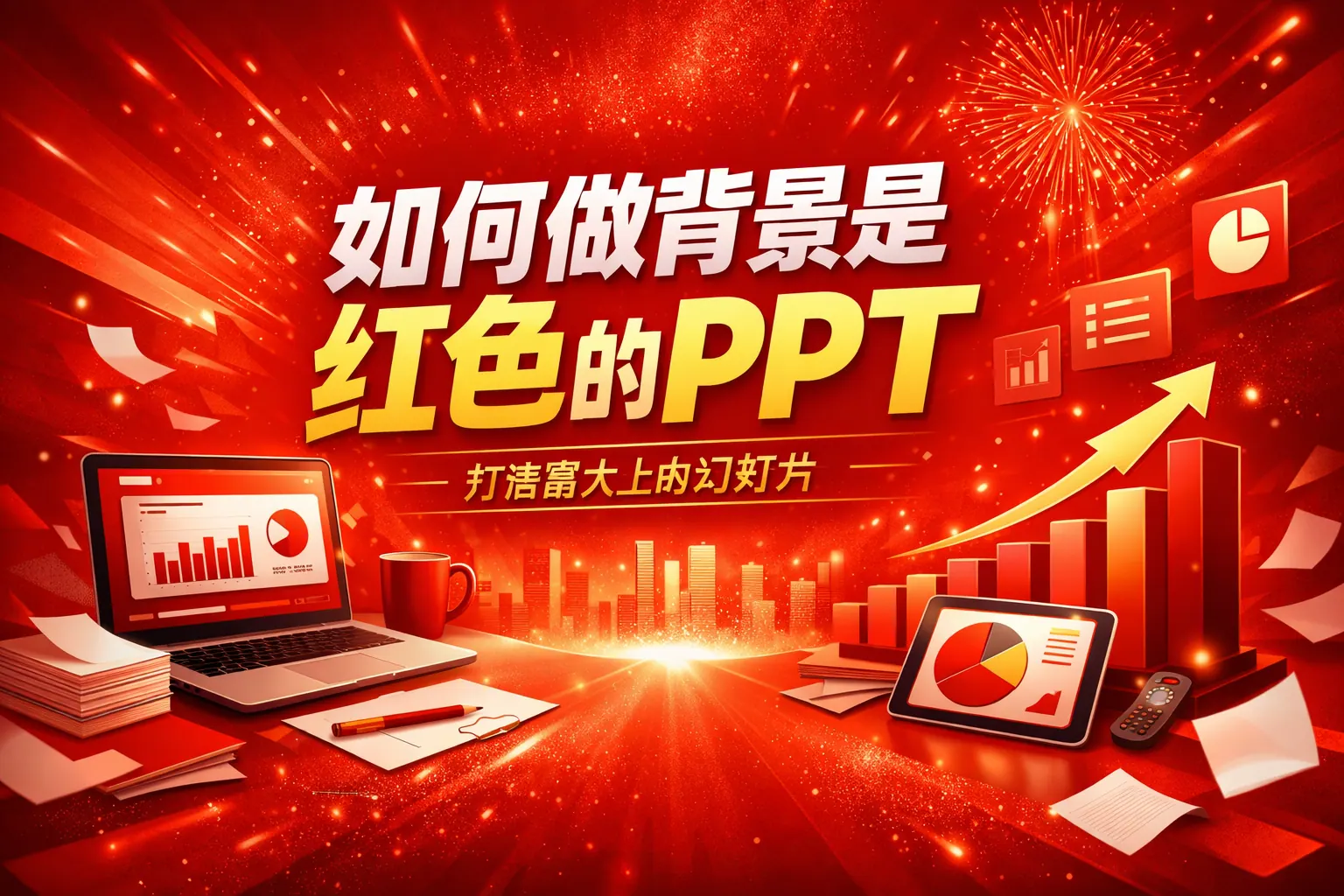 如何做背景是红色的ppt