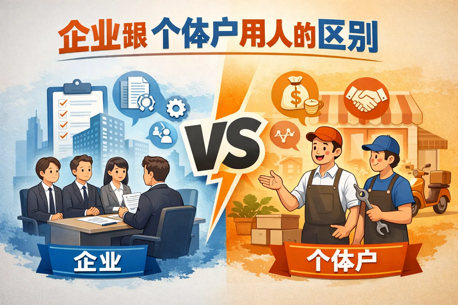 企业跟个体户用人的区别