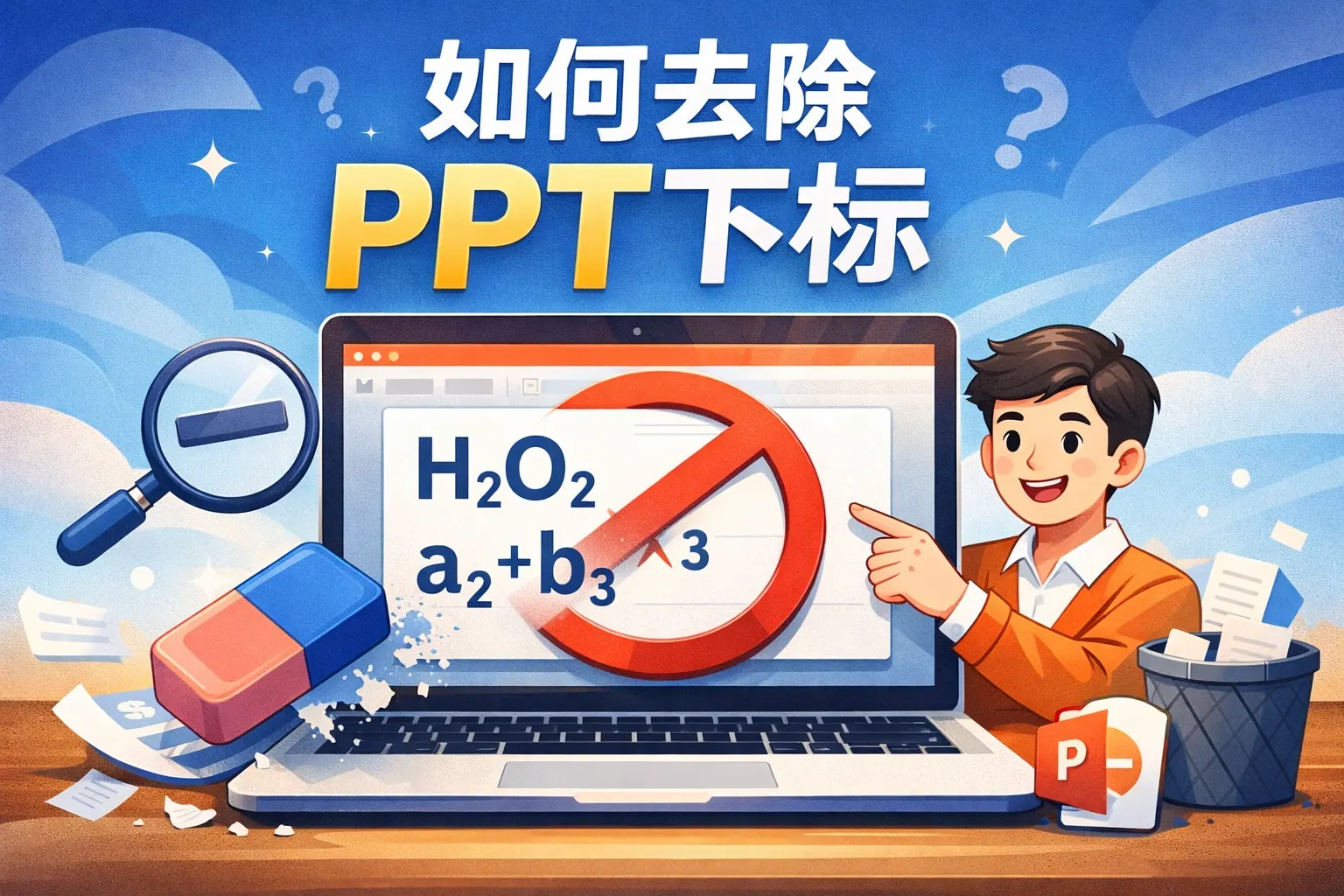 如何去除ppt下标