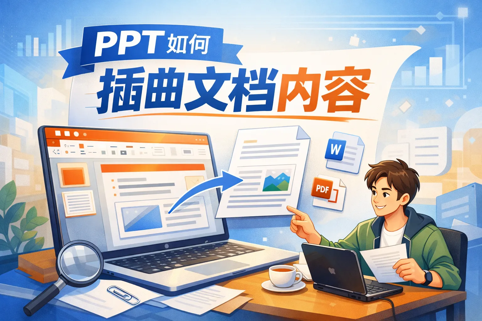 PPT如何插曲文档内容