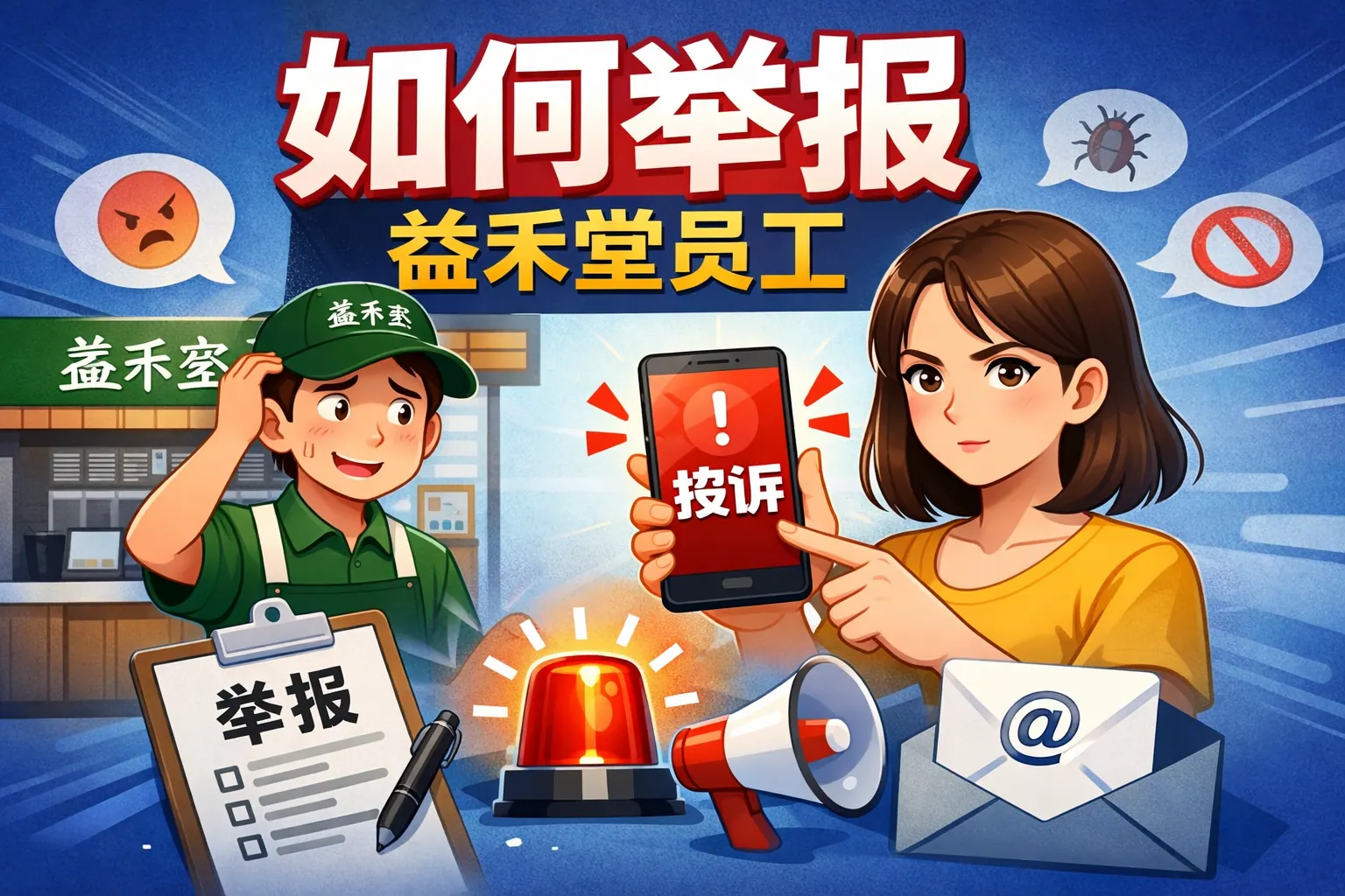 如何举报益禾堂员工