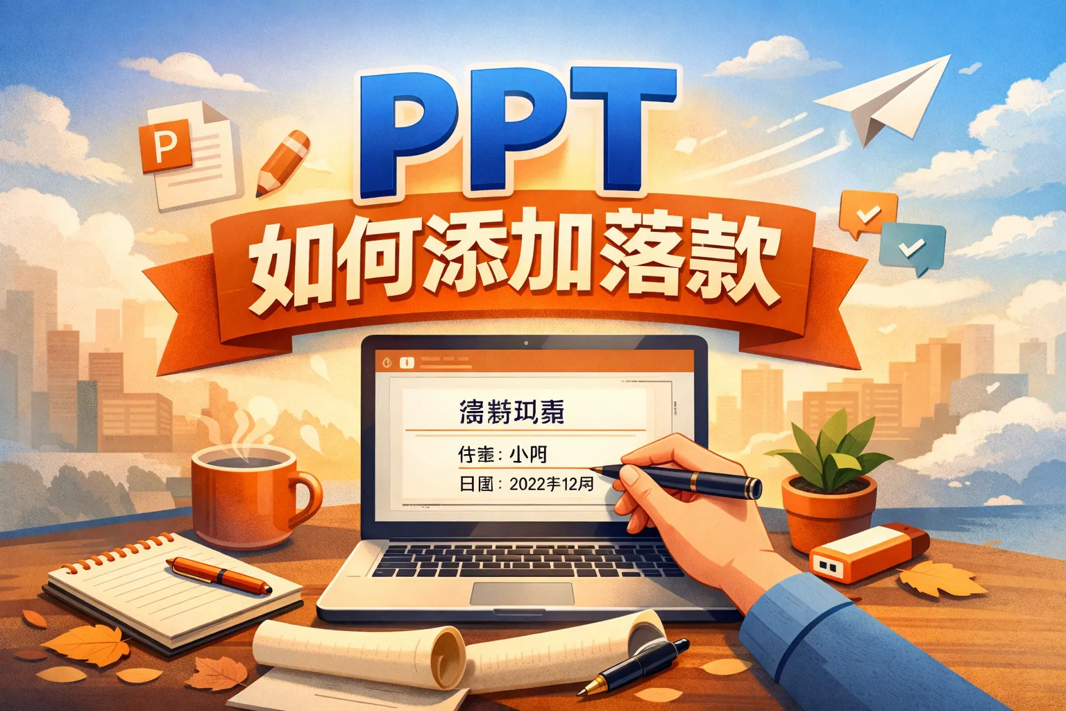 ppt如何添加落款