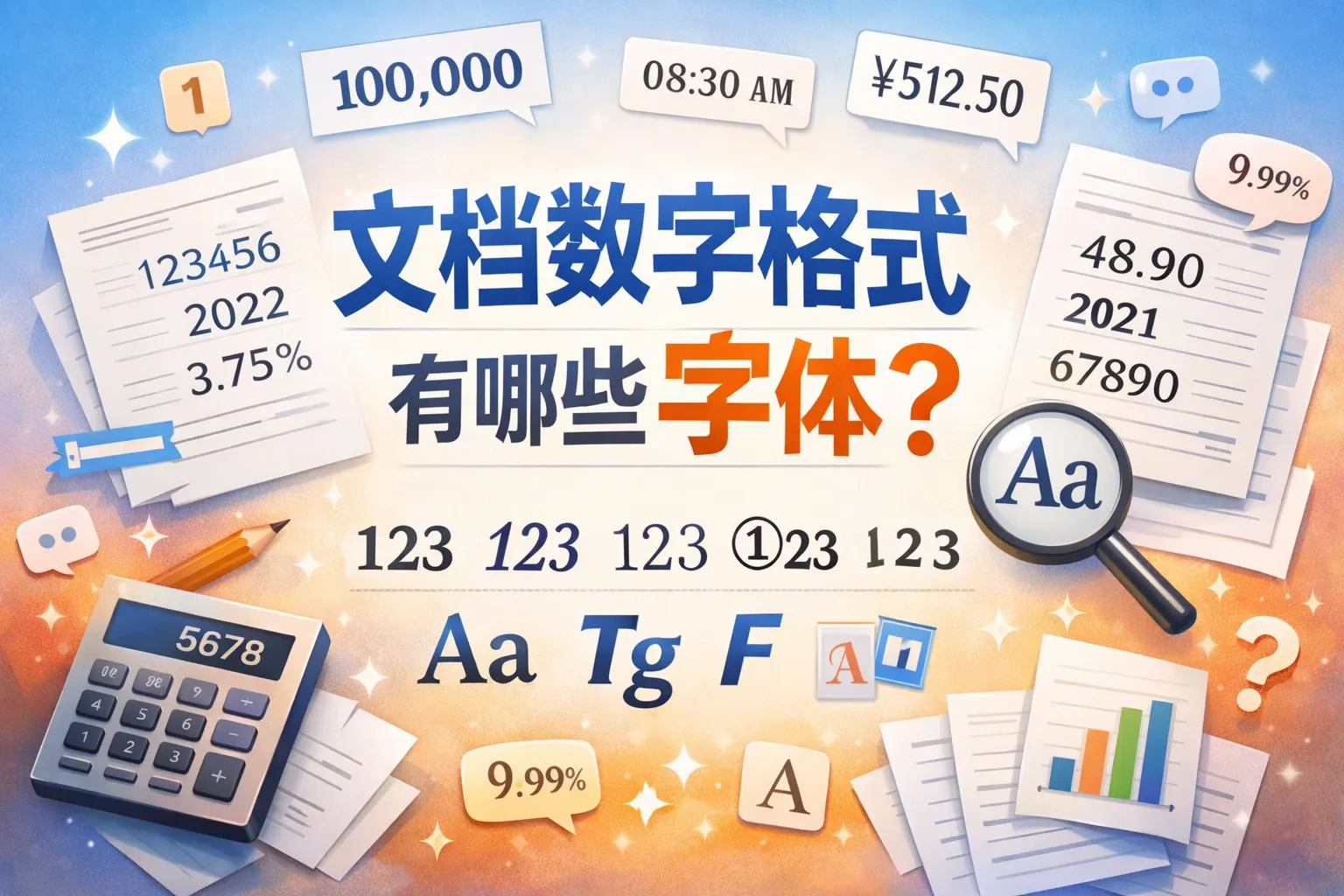 文档数字格式有哪些字体