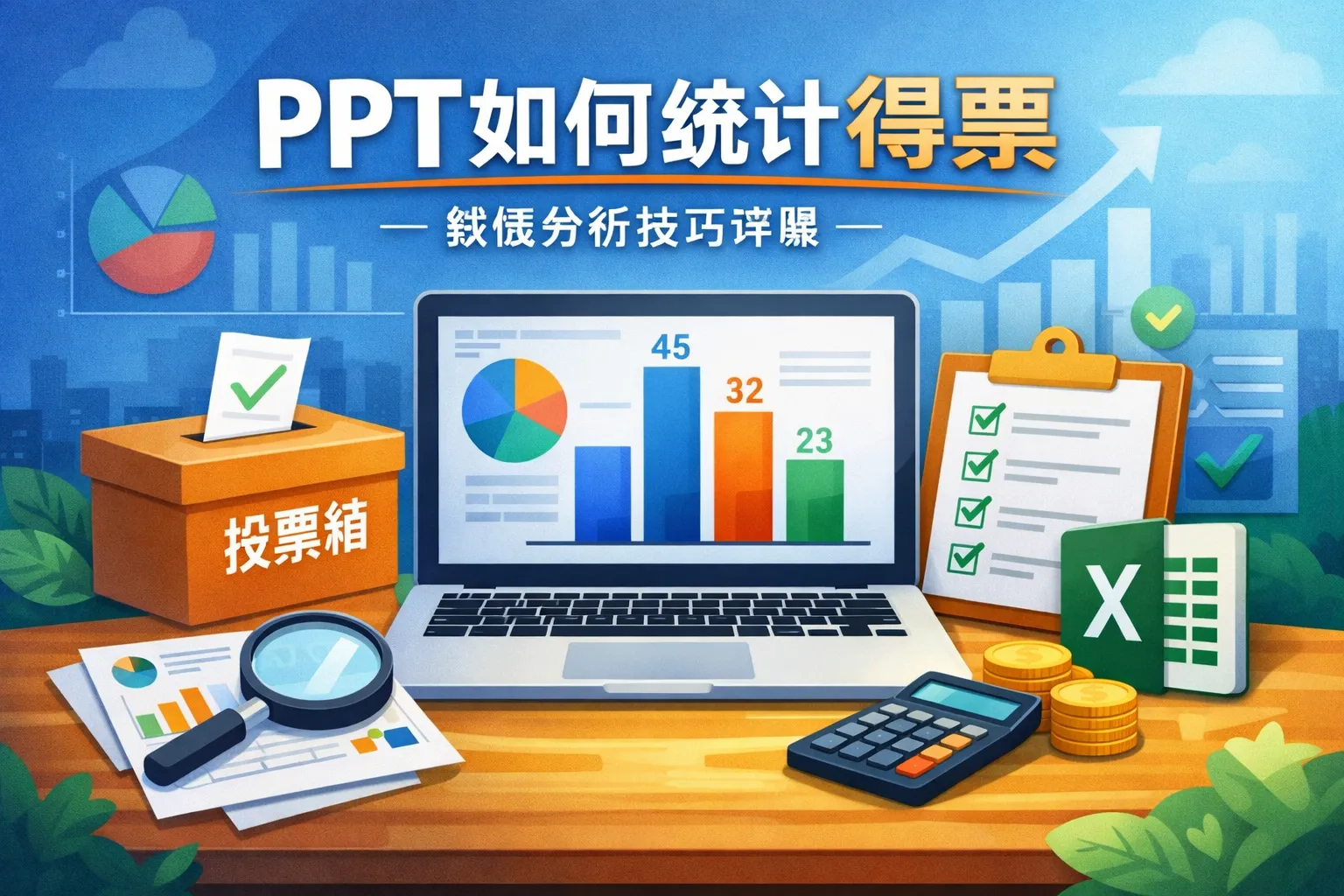 ppt如何统计得票