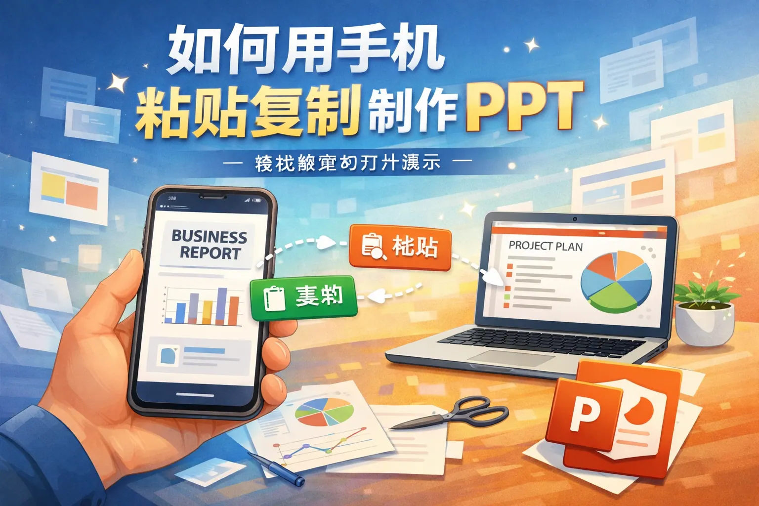 如何用手机粘贴复制制作ppt