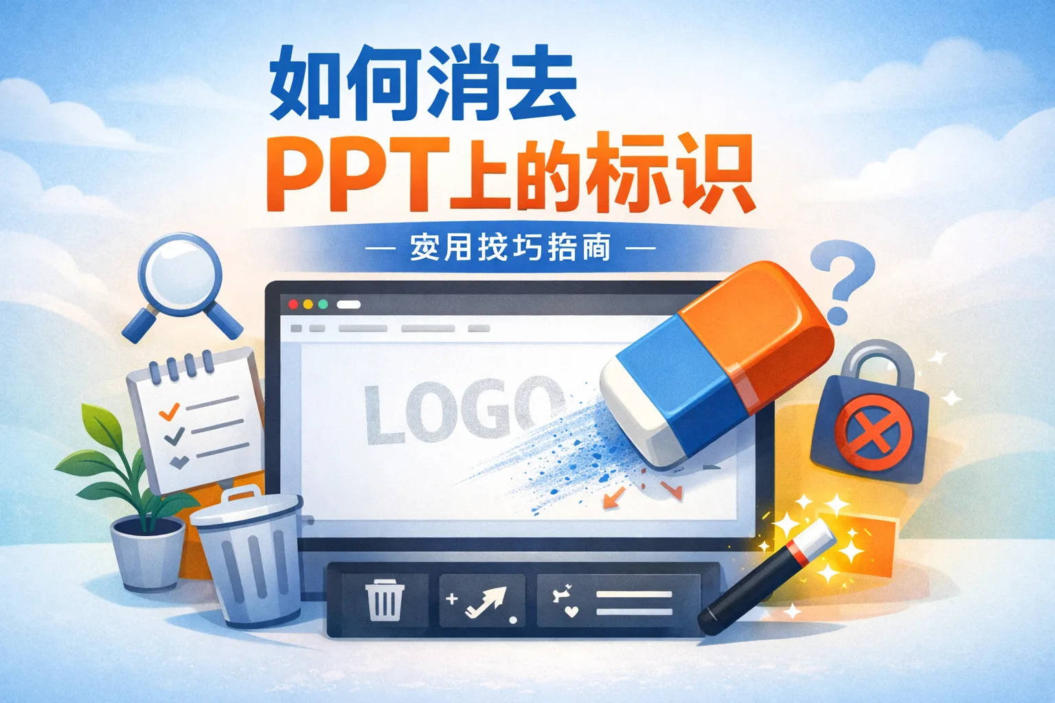 如何消去ppt上的标识